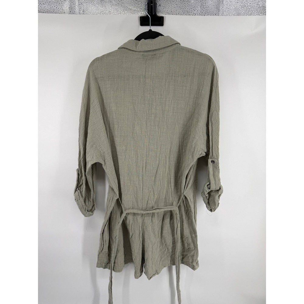 Vici Collared Button Front Utility Romper Olive G… - image 7